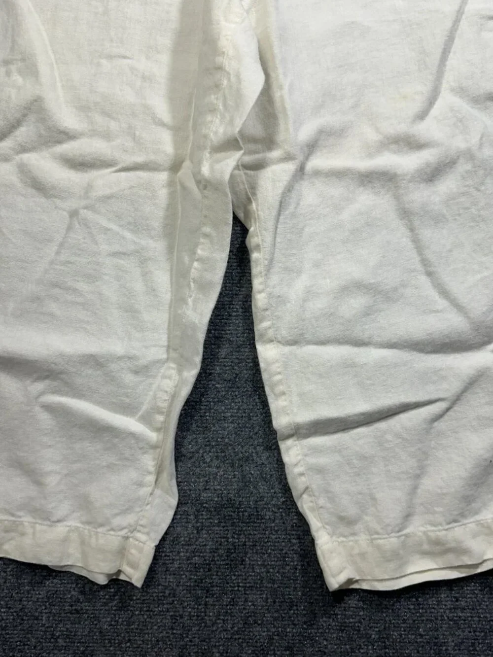 J Jill Pants Womens XL Love Linen Ivory Flat Front Pull On Elastic Waist Pockets - Picture 2 of 7